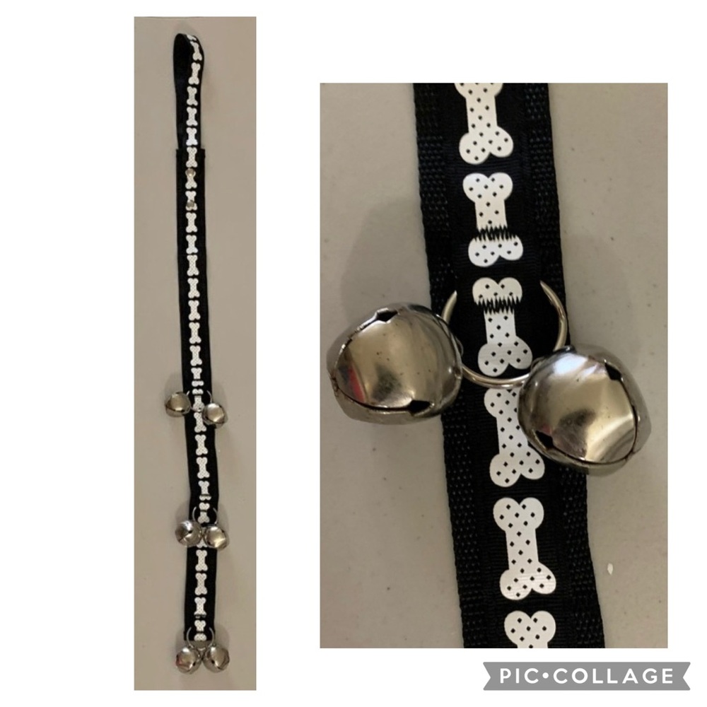 Top Paw Dog Puppy Potty Training Bells Door Hanger Black White Silver